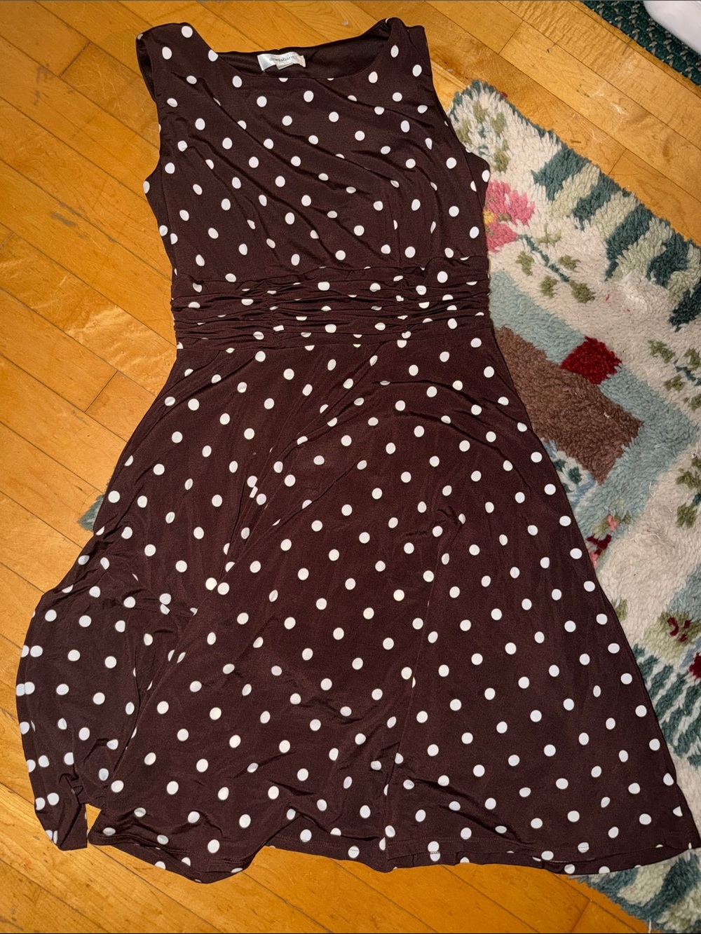 Vintage Sleeveless Chocolate Brown Polka Dot Dress